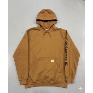 Carhartt  Loose Fit Midweight Sleeve Logo Hoodie Brown Men's Size Medium